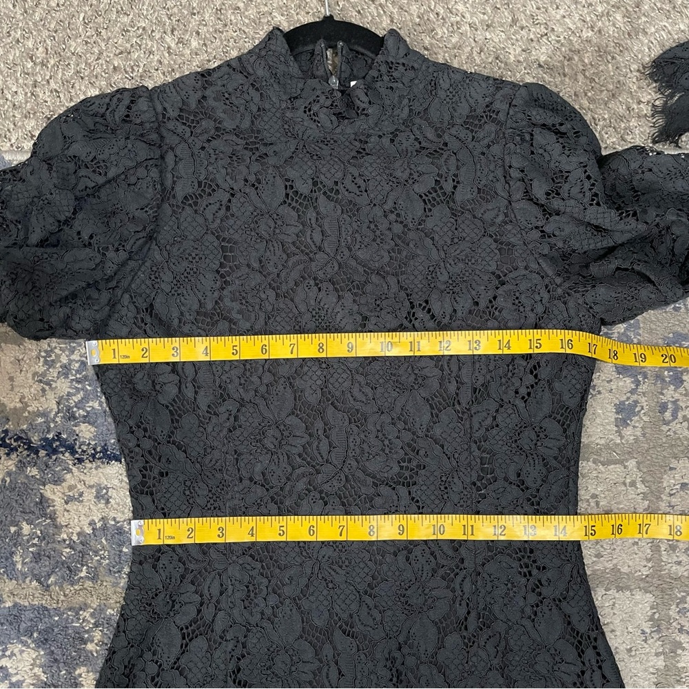 Ganni Everdale Romantic Black Lace Mini Dress Size 36 USA 4 (S) - Picture 13 of 17